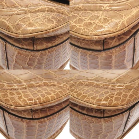 Gucci Crocodile Beige Fringe 2WAY Handbag Bag Brown - Picture 9 of 9
